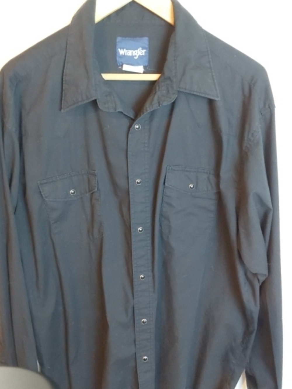 Wrangler|Mens Black Long Sleeve Western Pearl Snap Dress Shirt Ranch Wear Sz.XL